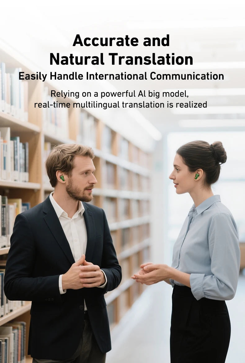 Ai Translation Bluetooth Headphones HTC Wireless Earphones Comfortable Earbuds Clear Sound Quality Earpiece Noise Cancelling Mic
