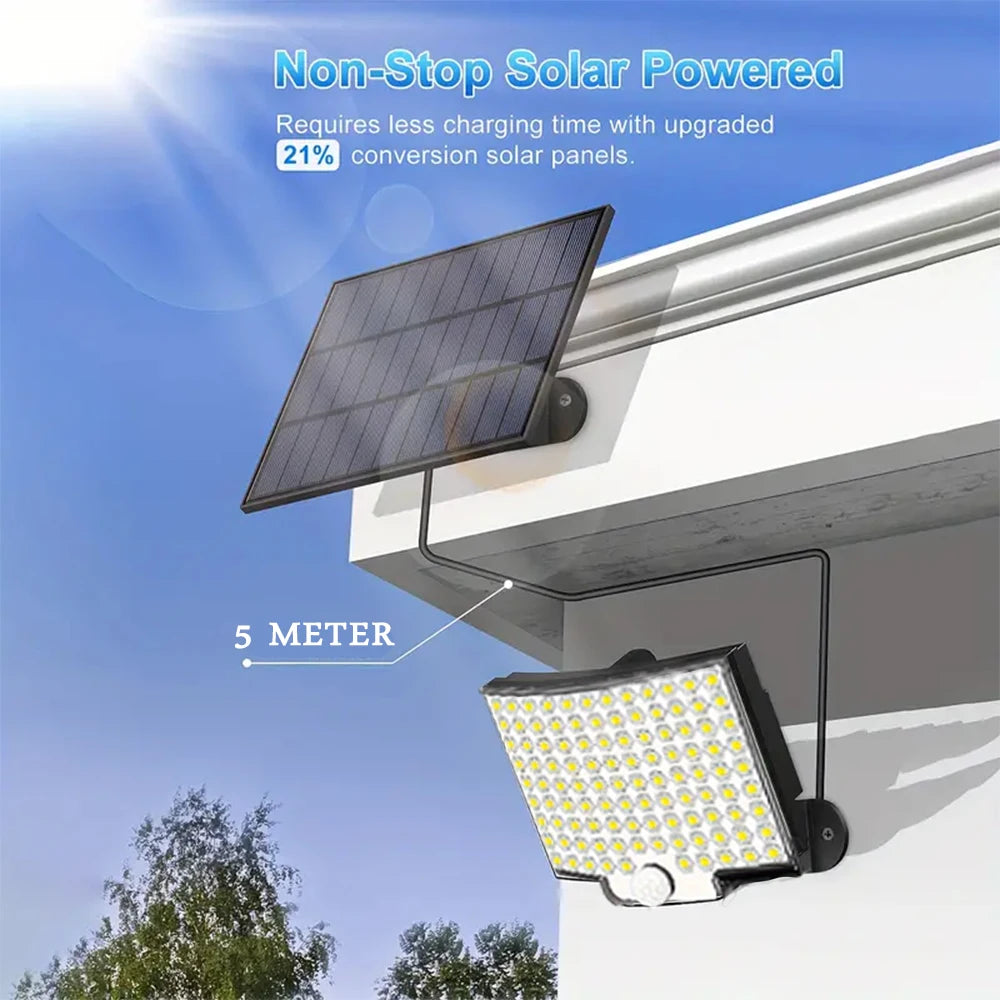 106 LED Solar Motion Light Outdoor Separate Panel Solar Flood Lights 3Light Modes for Garden Garage Street Lamp Outdoor Lighting