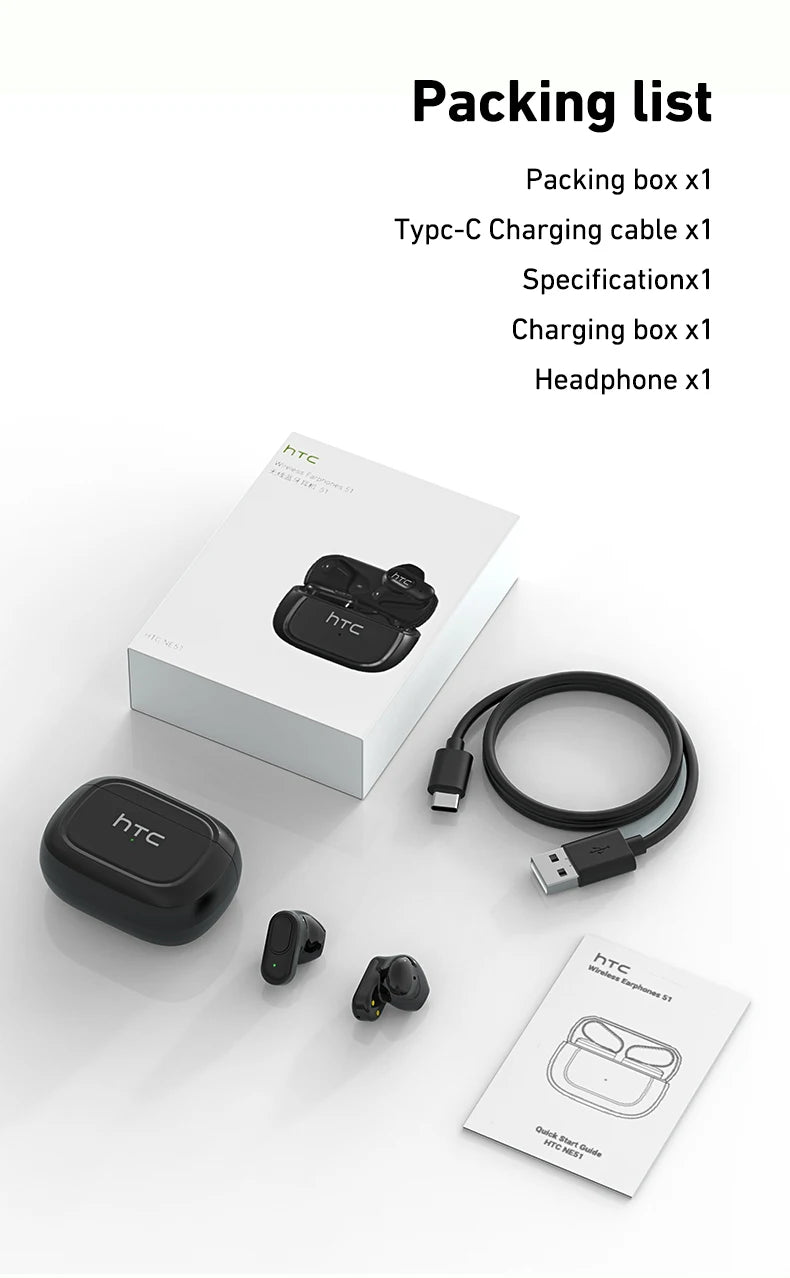 Ai Translation Bluetooth Headphones HTC Wireless Earphones Comfortable Earbuds Clear Sound Quality Earpiece Noise Cancelling Mic