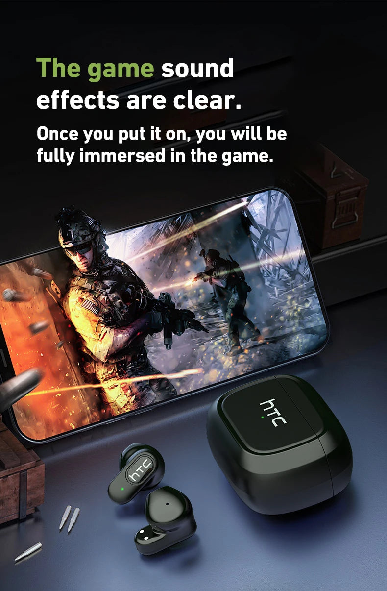 Ai Translation Bluetooth Headphones HTC Wireless Earphones Comfortable Earbuds Clear Sound Quality Earpiece Noise Cancelling Mic